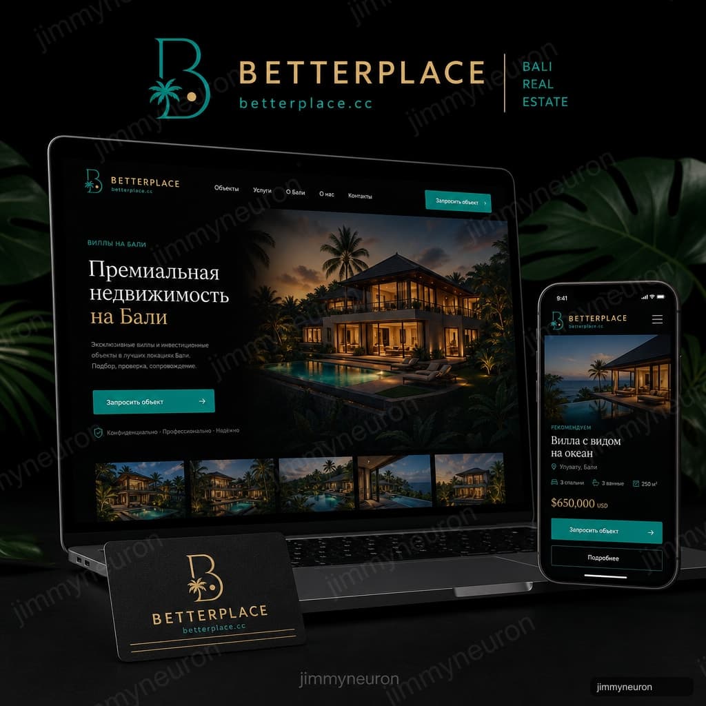 BETTERPLACE - Инновационный сайт для агентства недвижимости на Бали